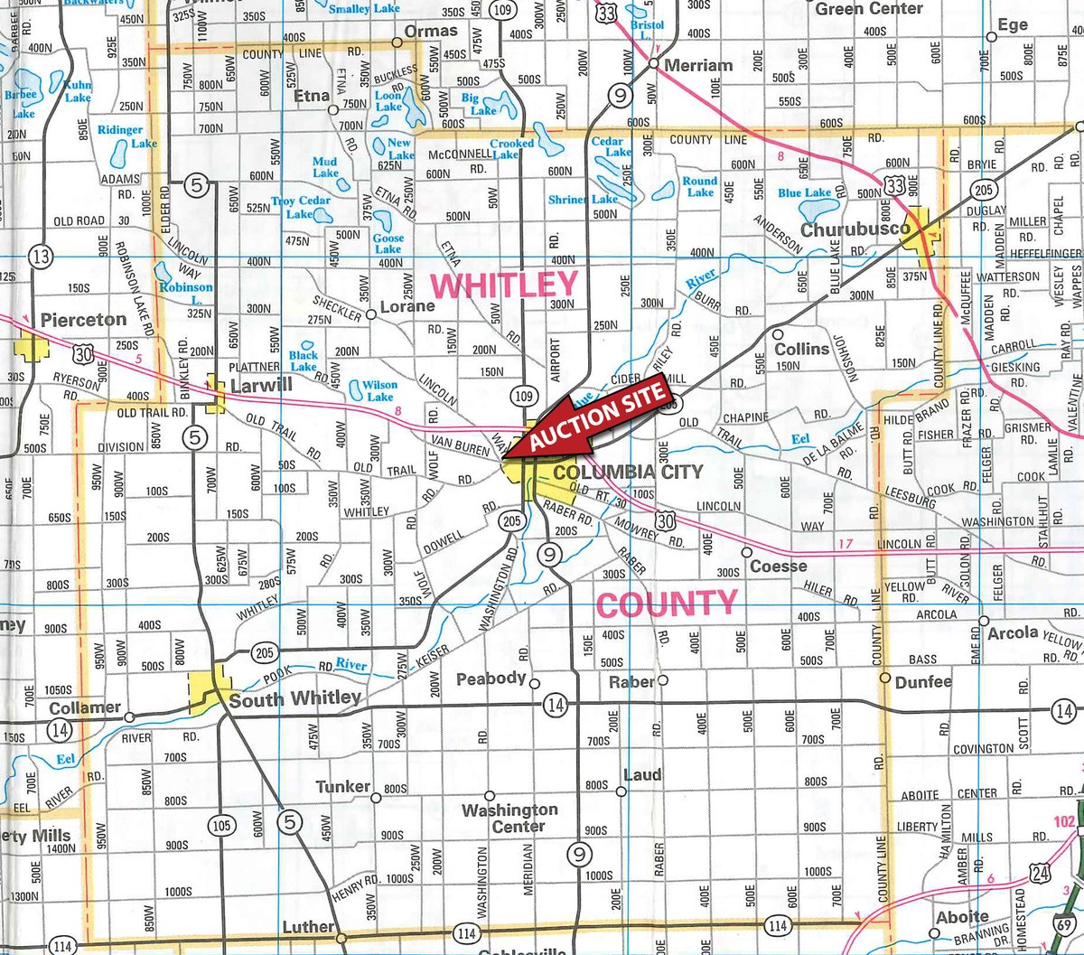 Area map - PERSONAL PROPERTY AUCTION IN WHITLEY COUNTY, INDIANA